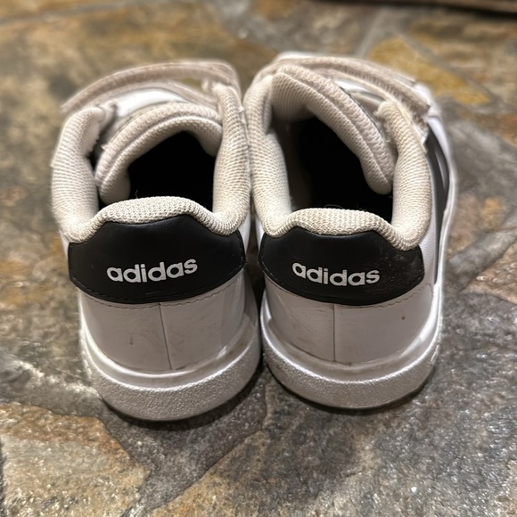 Adidas Kids White and Black Velcro Sneakers 11 - Picture 5 of 6